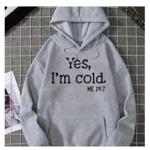 Women's Gray Hoodie with Text Print